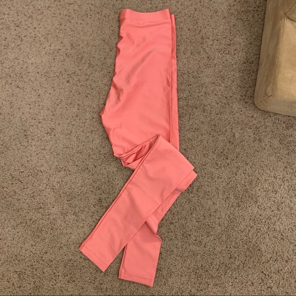 American Apparel coral pink Flamingo 80s spandex style high waisted Leggings - Picture 1 of 1